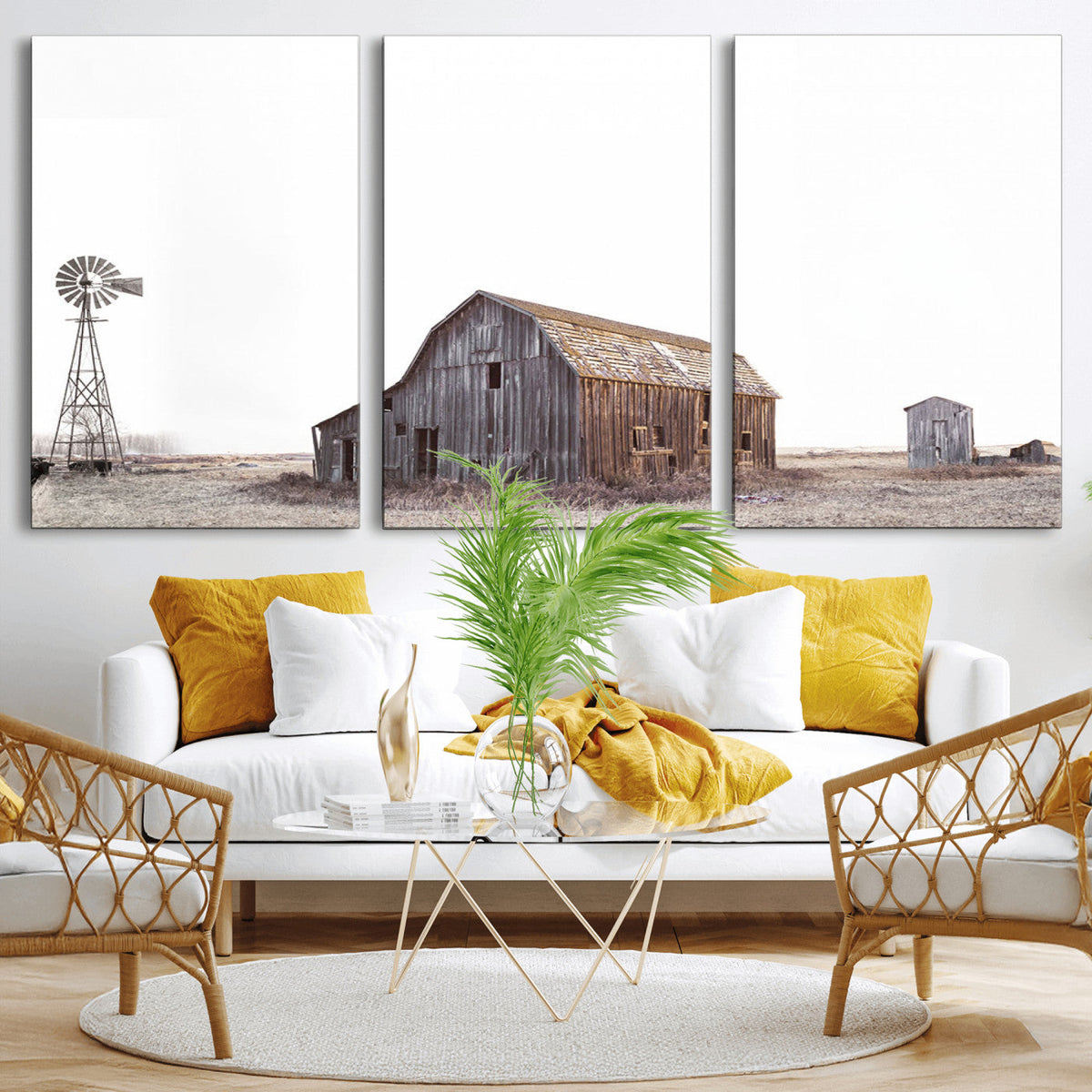 Set of 3 Rustic Farmhouse Wall Art Prints – Country Barn,