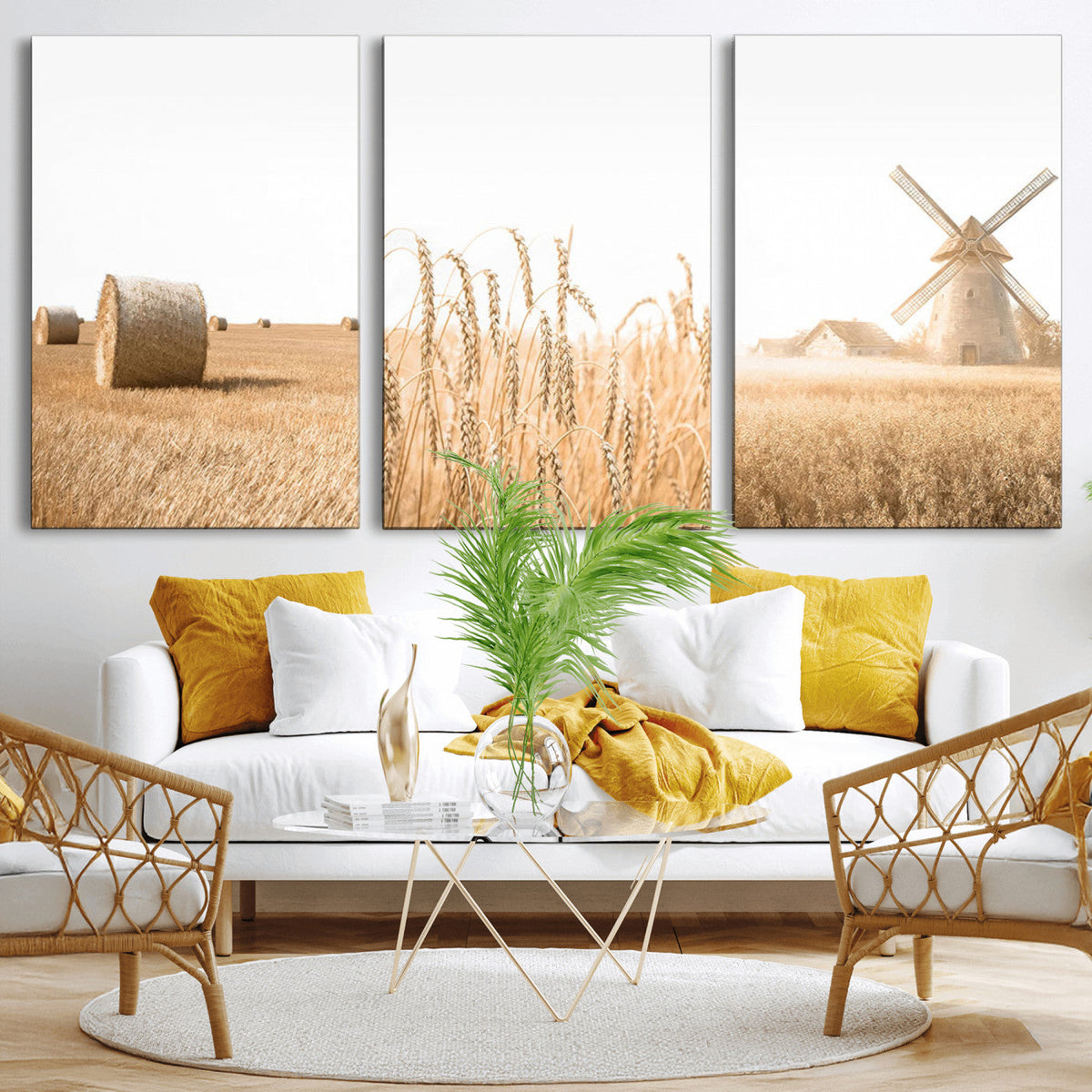 Vintage Farmhouse Triptych Wall Art – Giclée Canvas