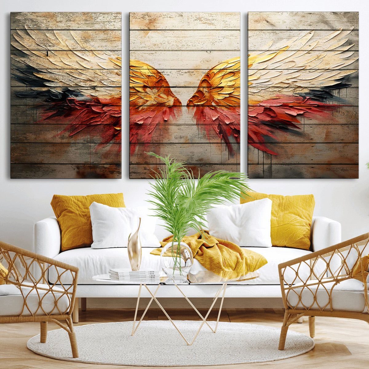 Abstract Angel Wings Canvas Wall Art – Framed and Ready to