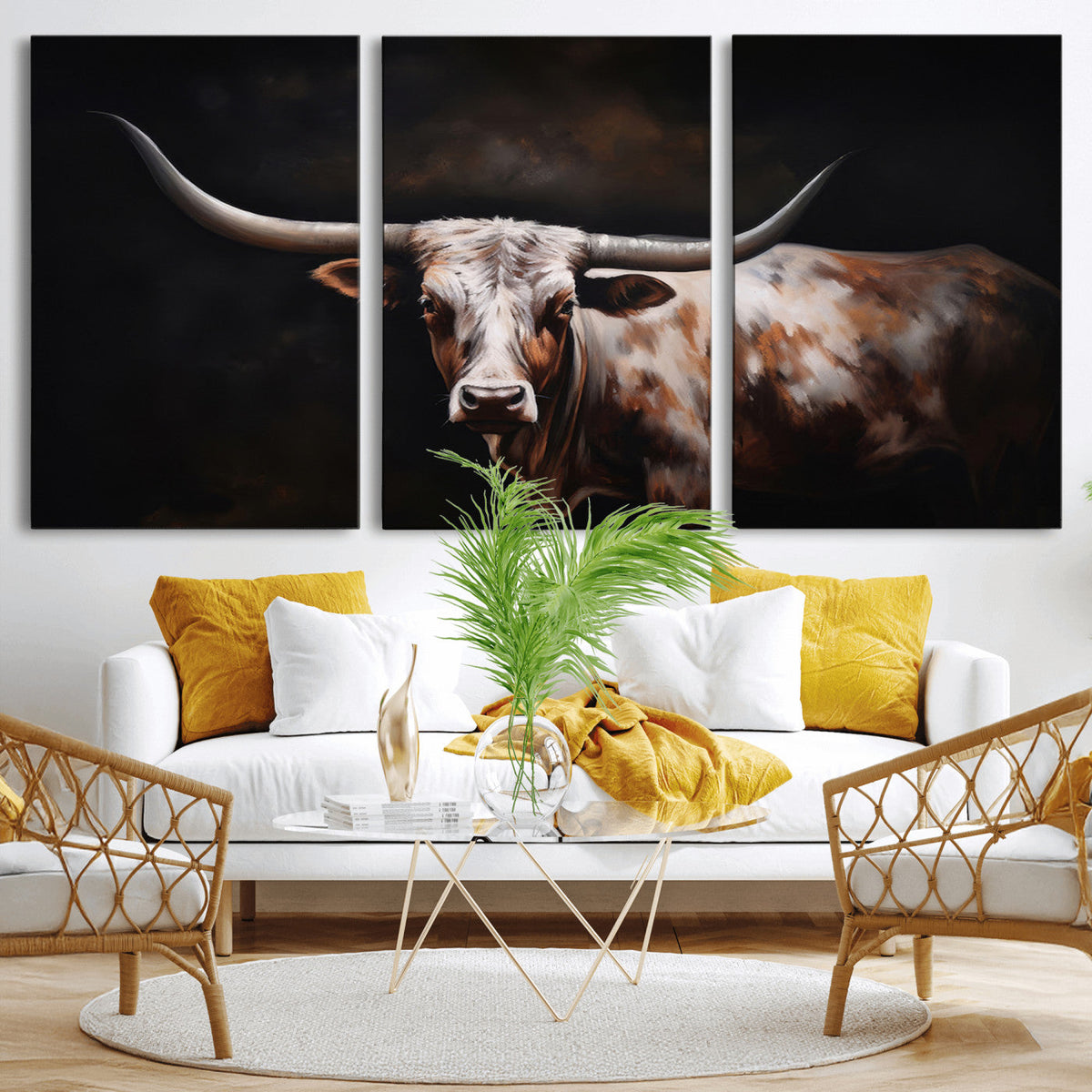 Texas Longhorn Wall Art Canvas Print | Western Ranch Decor |