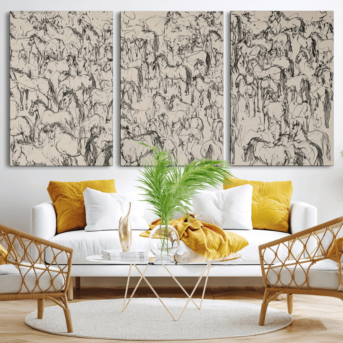 Abstract Horse Sketch Wall Art | Ready to Hang and Framed |