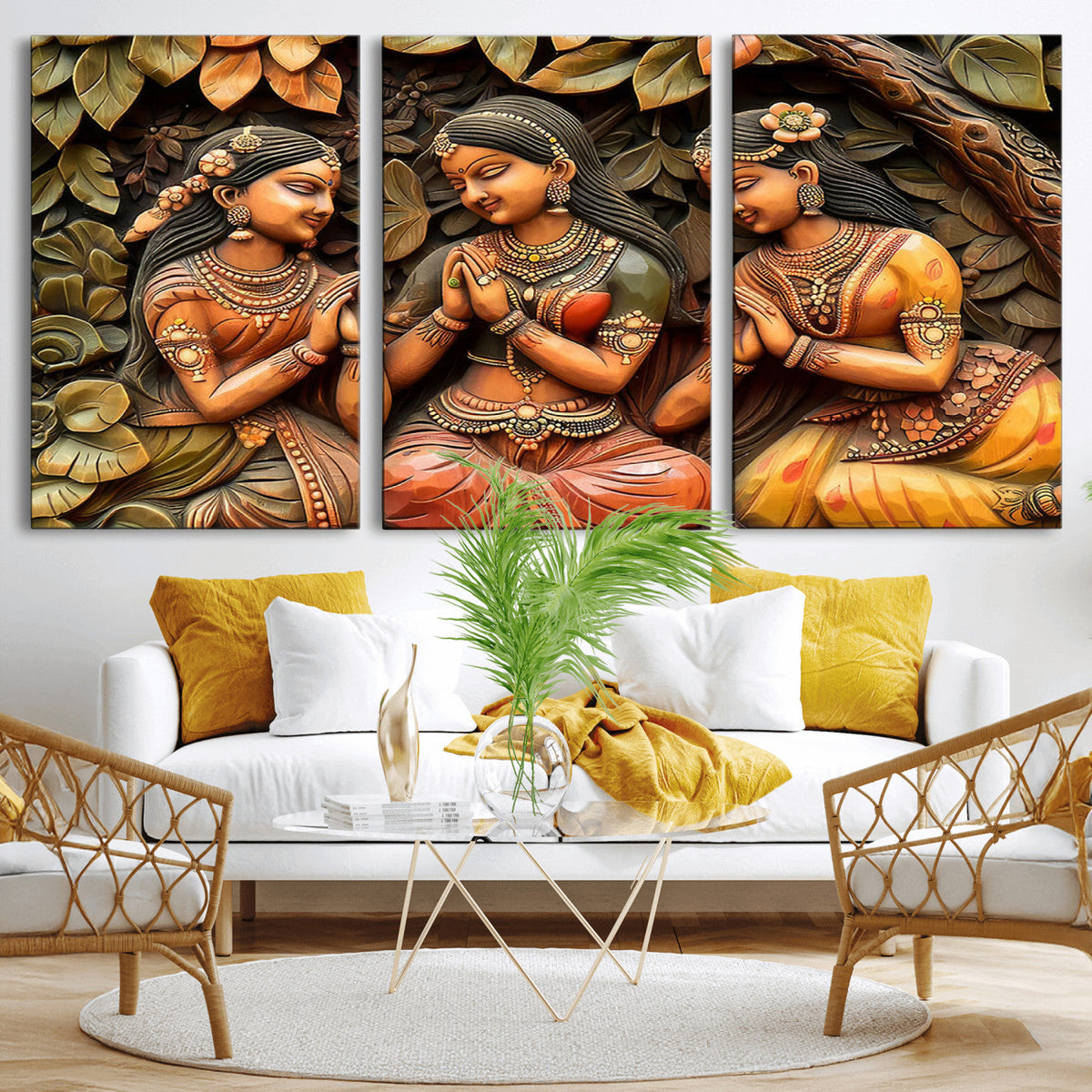 Indian Woman Statue Wall Art Canvas Print