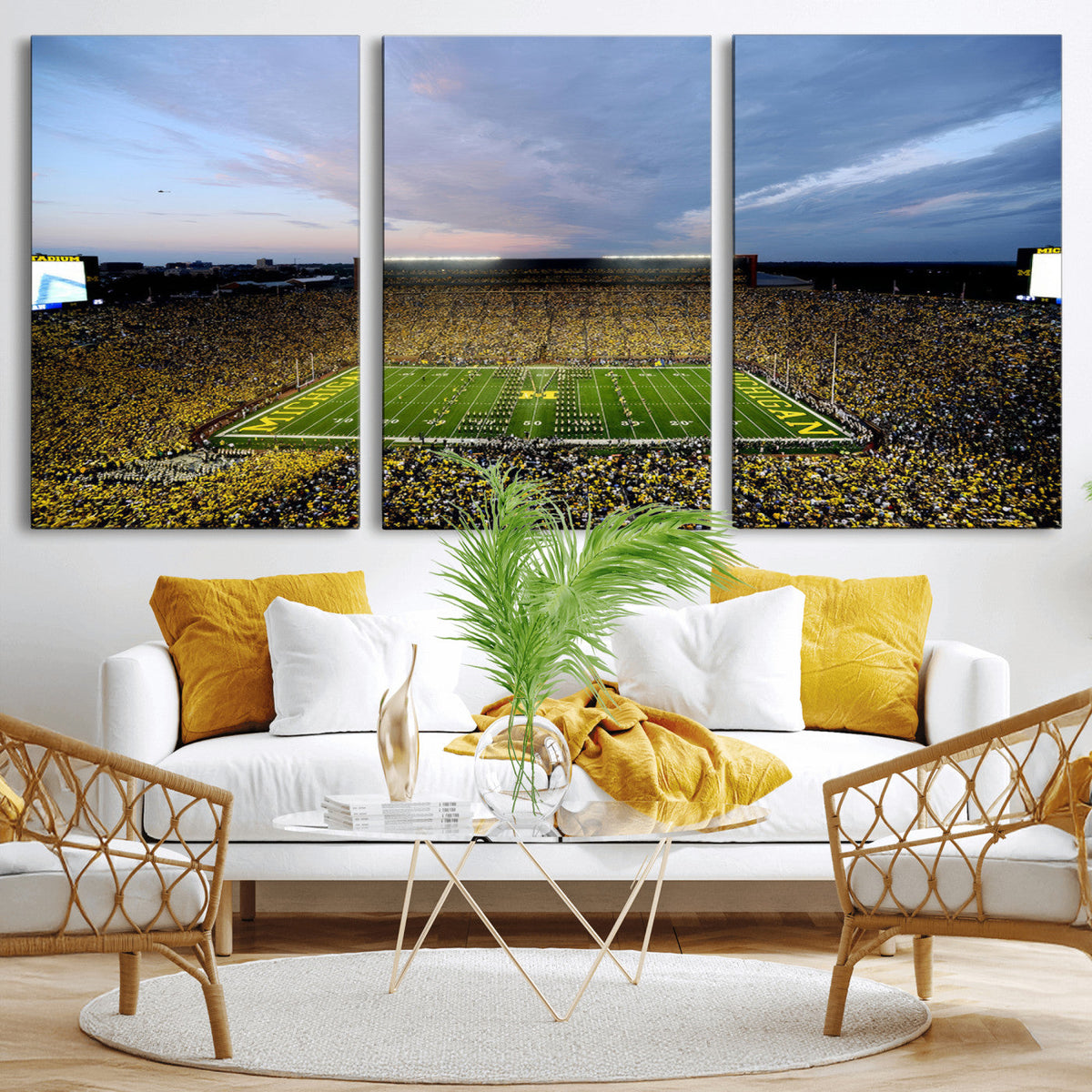 Michigan Stadium Wall Art Canvas Print, Vibrant Game Day