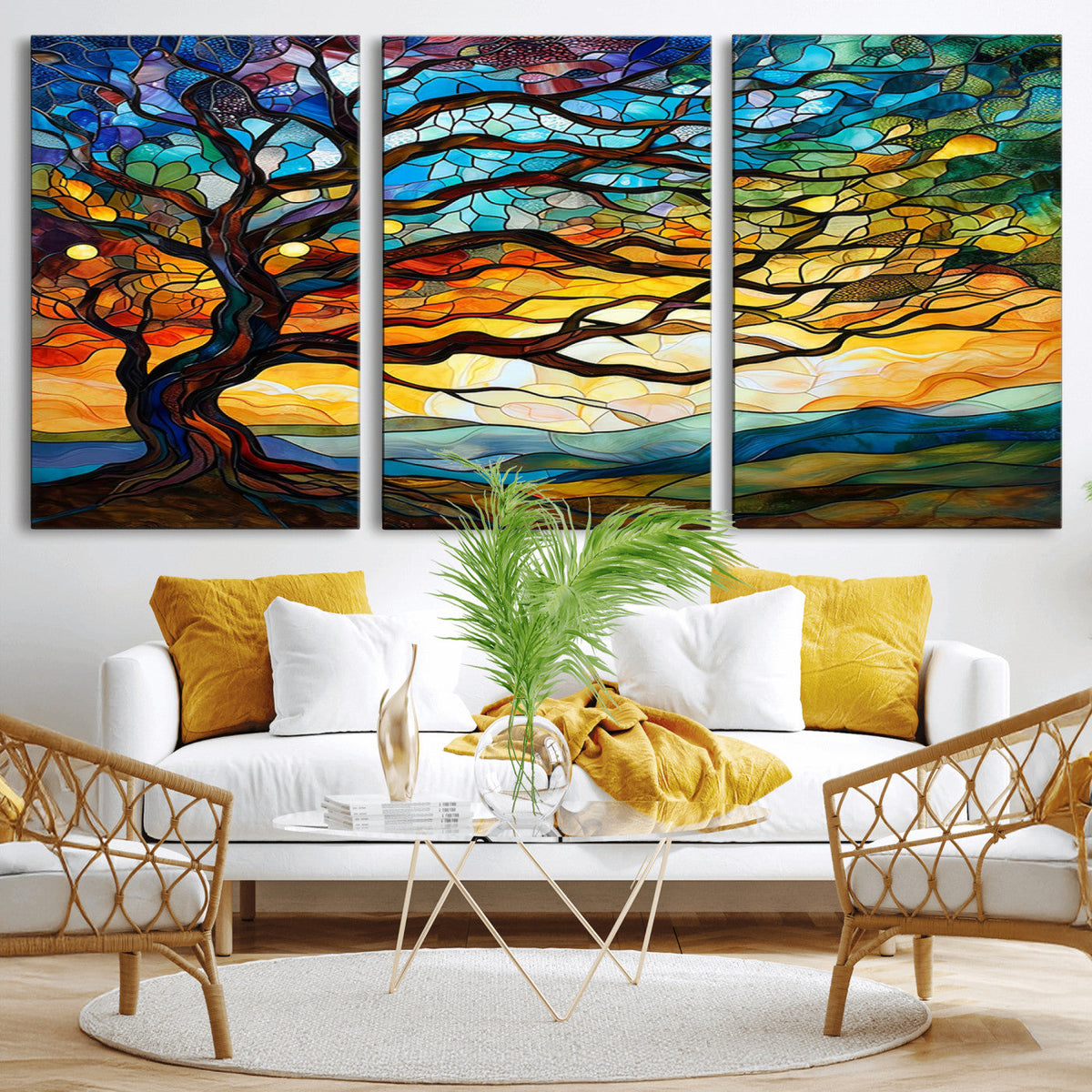 Mosaic Tree Wall Art | Ready to Hang Stained Glass Style