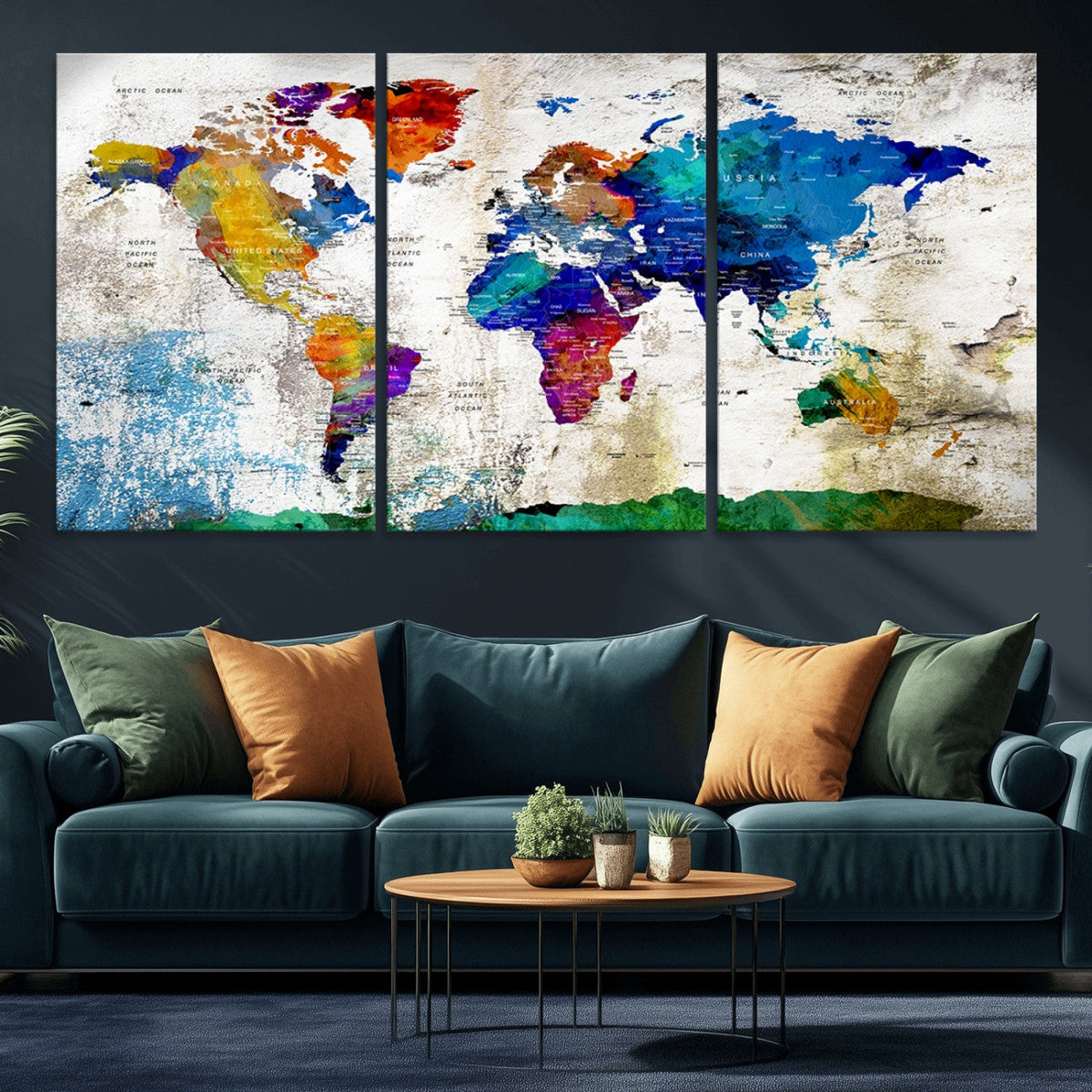 World Map Canvas Print – Framed Travel Map Wall Art for