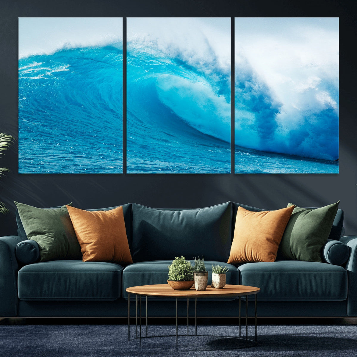 Big Ocean Surfing Wave Wall Art Canvas Print