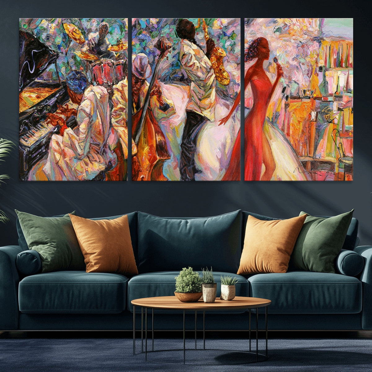 Abstract Afro American Jazz Canvas Wall Art | Music-Inspired