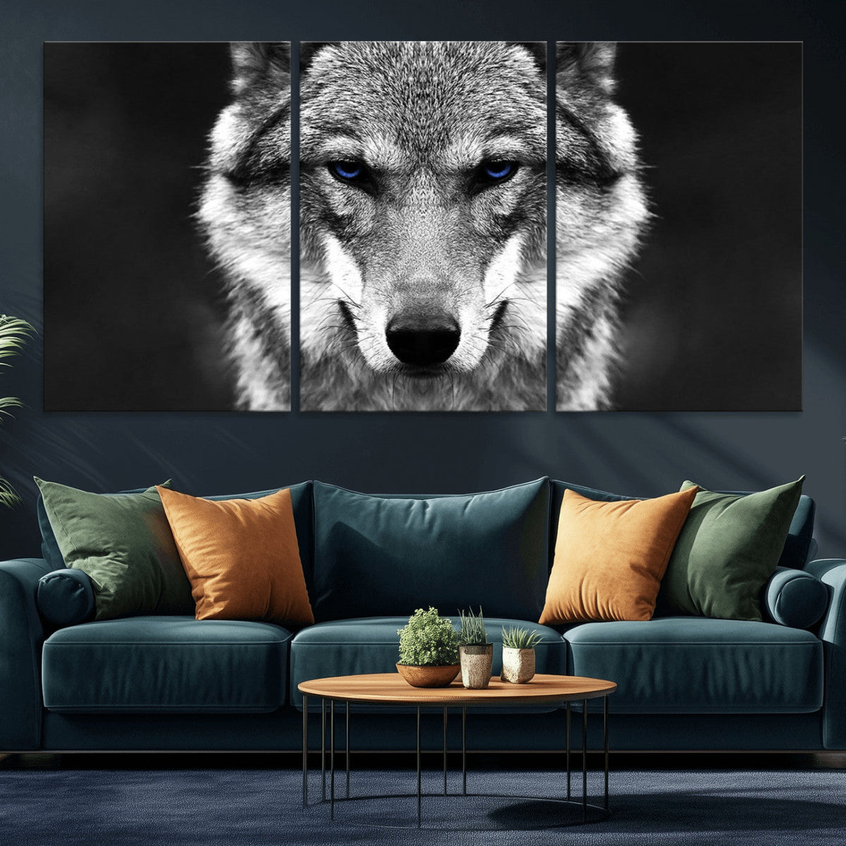 Black and White Wild Wolf Wall Art Canvas Print