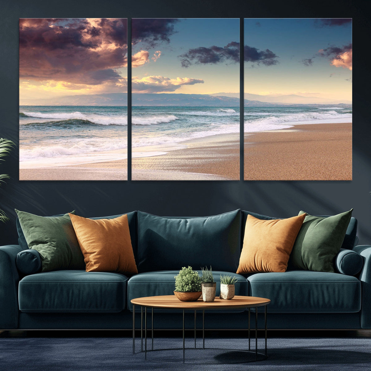 Cloudy Weather Beach Sunset Canvas Print | Sunrise Wall Art