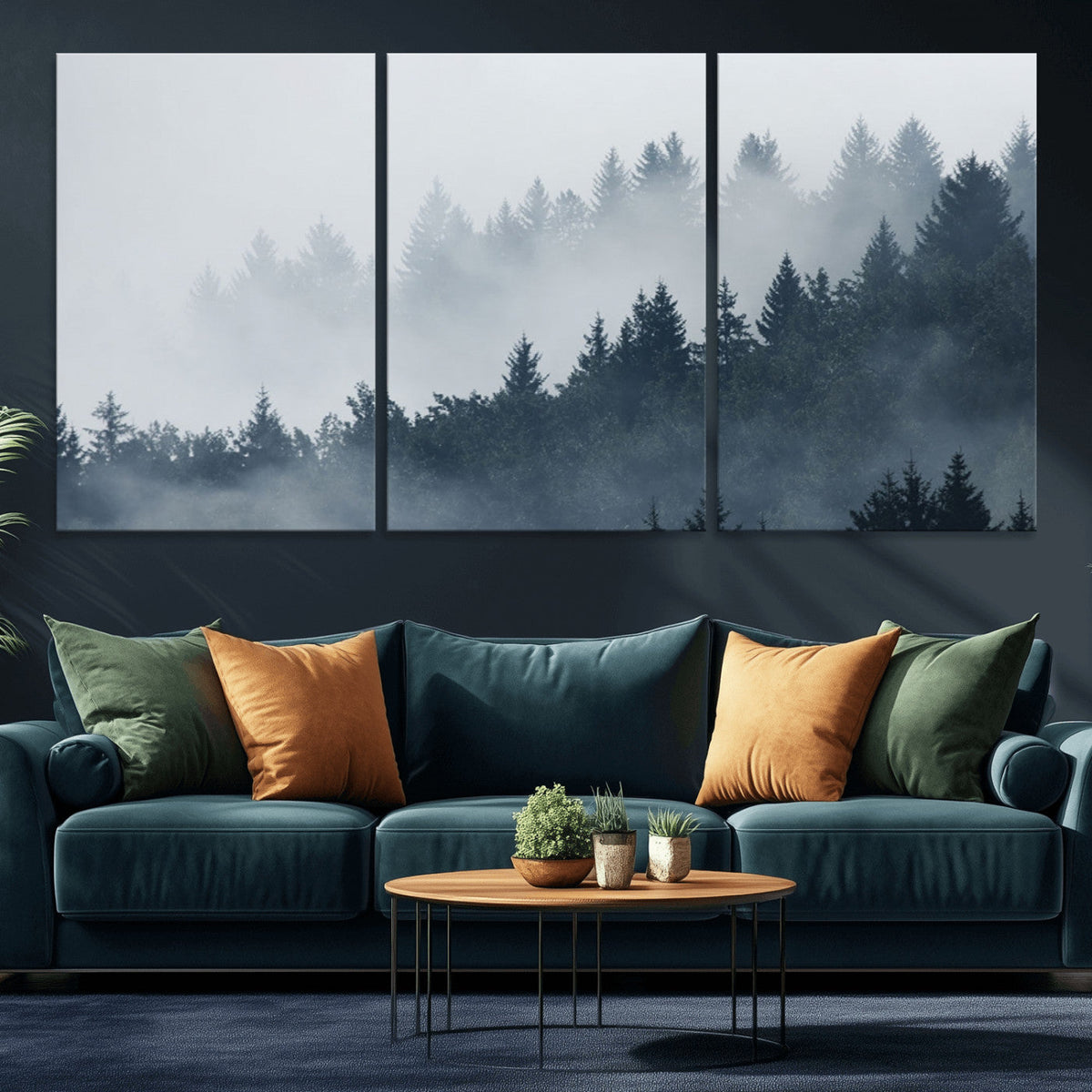 Foggy Pine Forest Wall Art Canvas Print