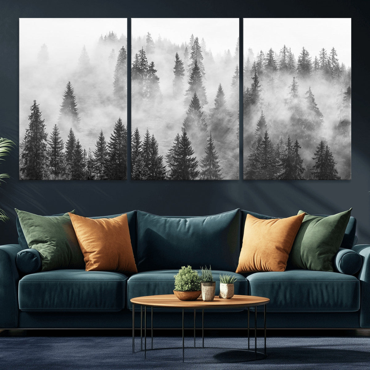 Forest Wall Art Print | Foggy Pine Forest Canvas Wall Art -