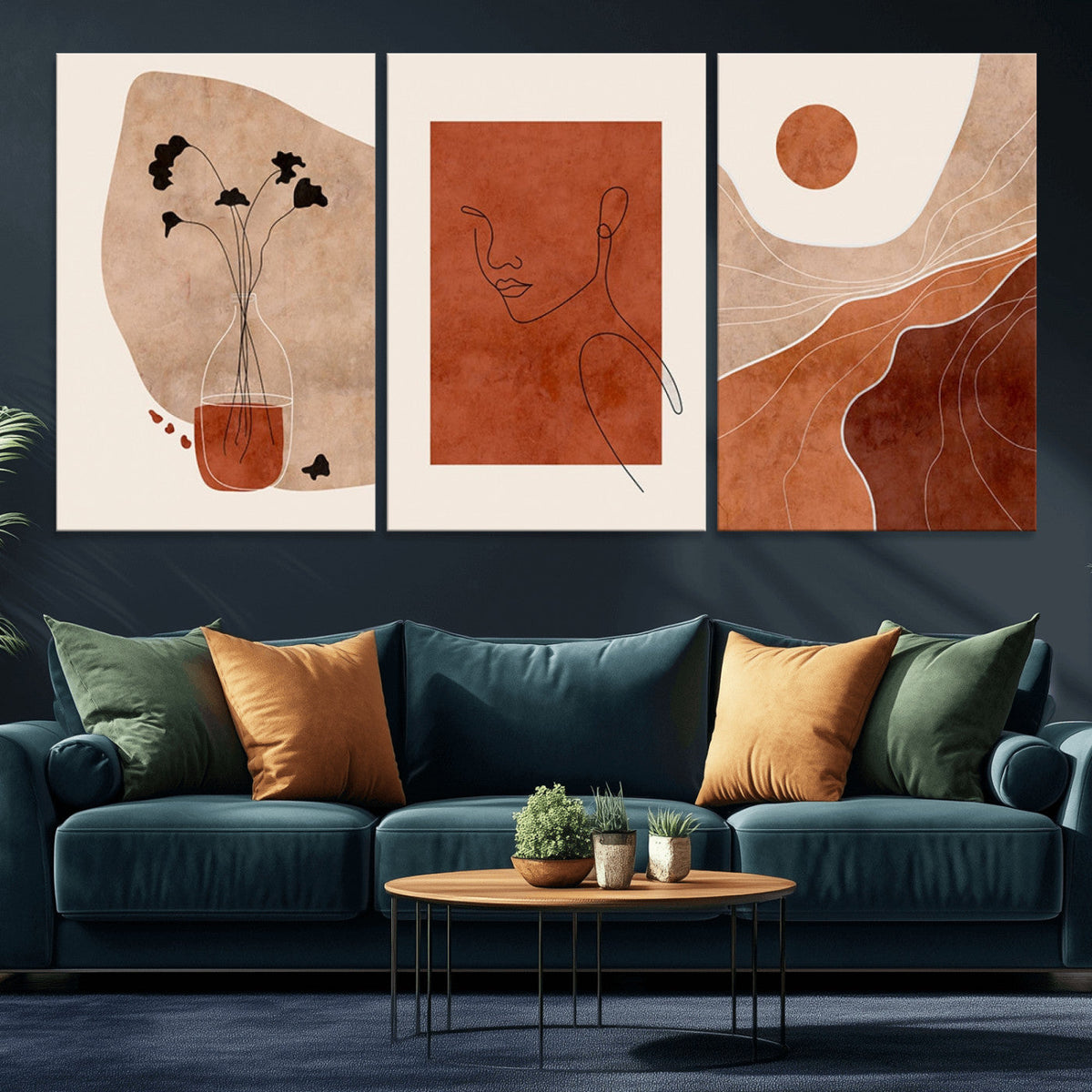 Boho Sunset Mountain Canvas Print, Modern Boho Sunset