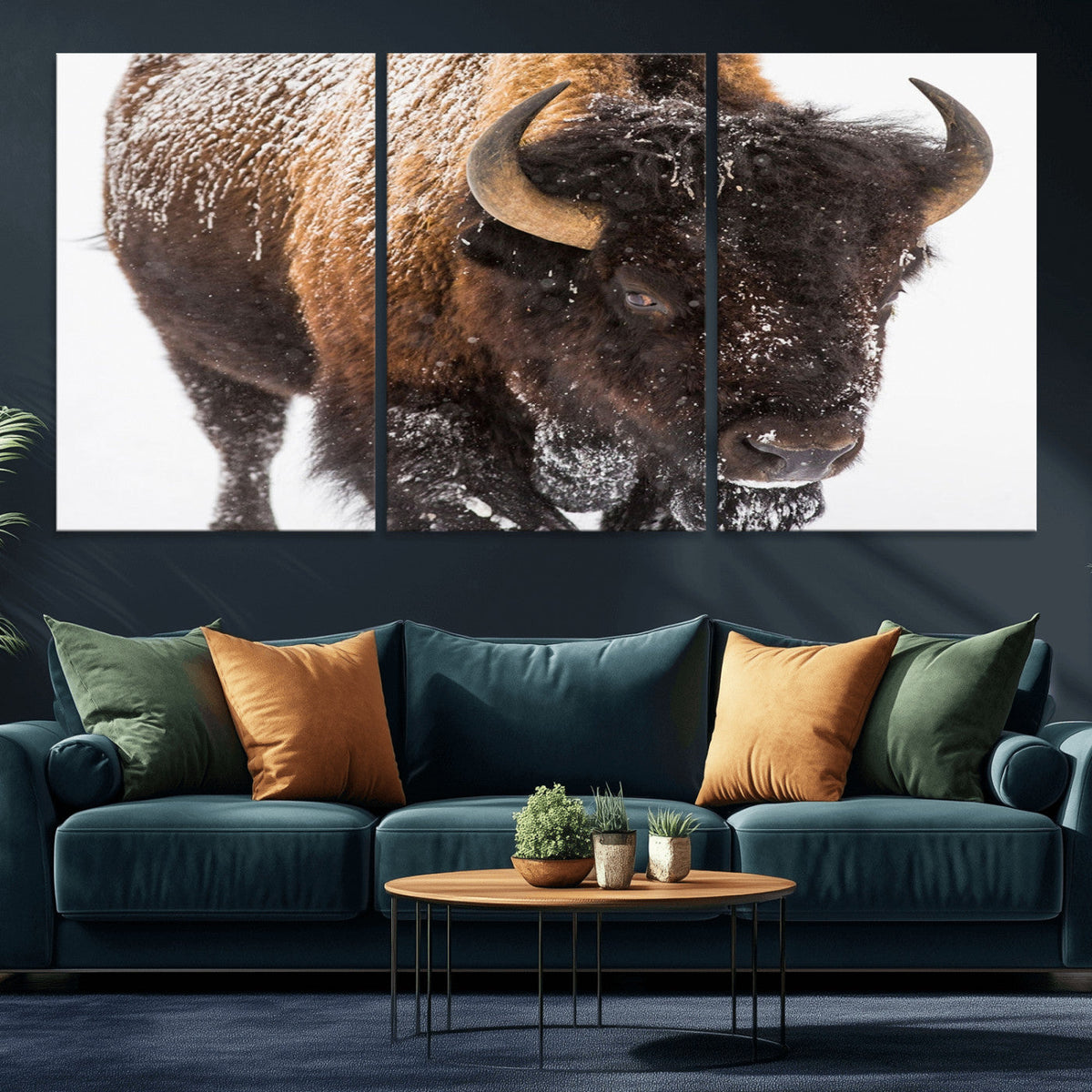 Bison Wall Art Canvas Print For Farmhouse, Wild Animal Wall