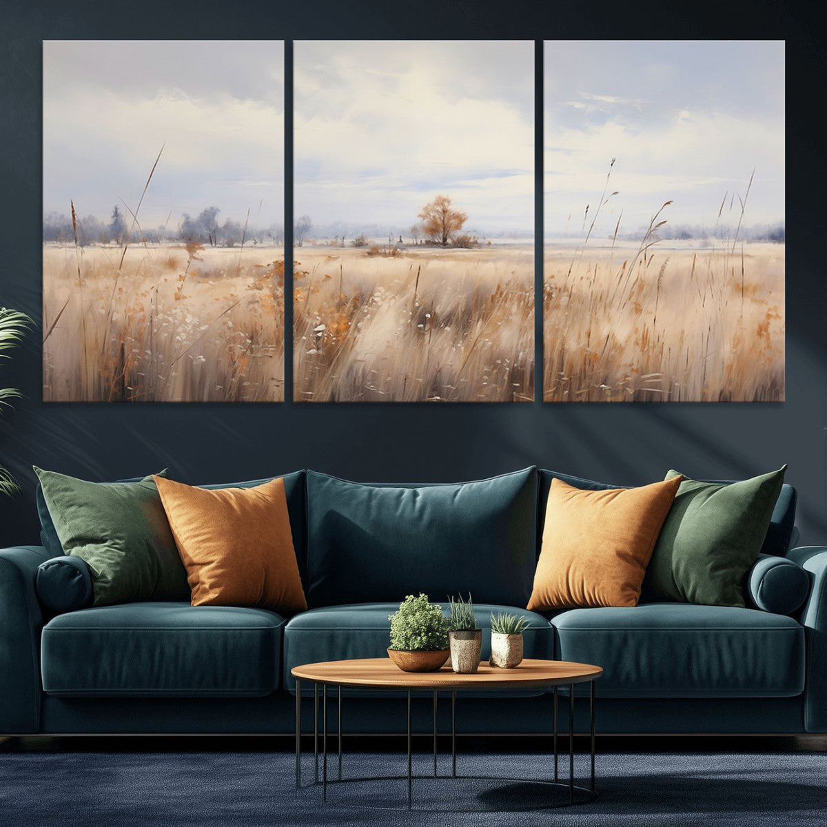 Golden Fields Wall Art Print Canvas – Serene Landscape of