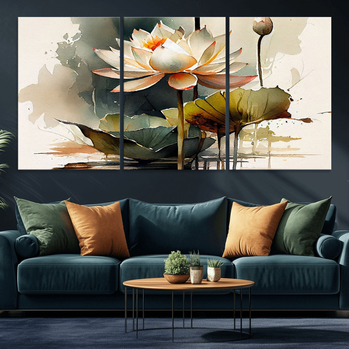 Lotus Flower Watercolor Canvas Print – A Symbol of Serenity