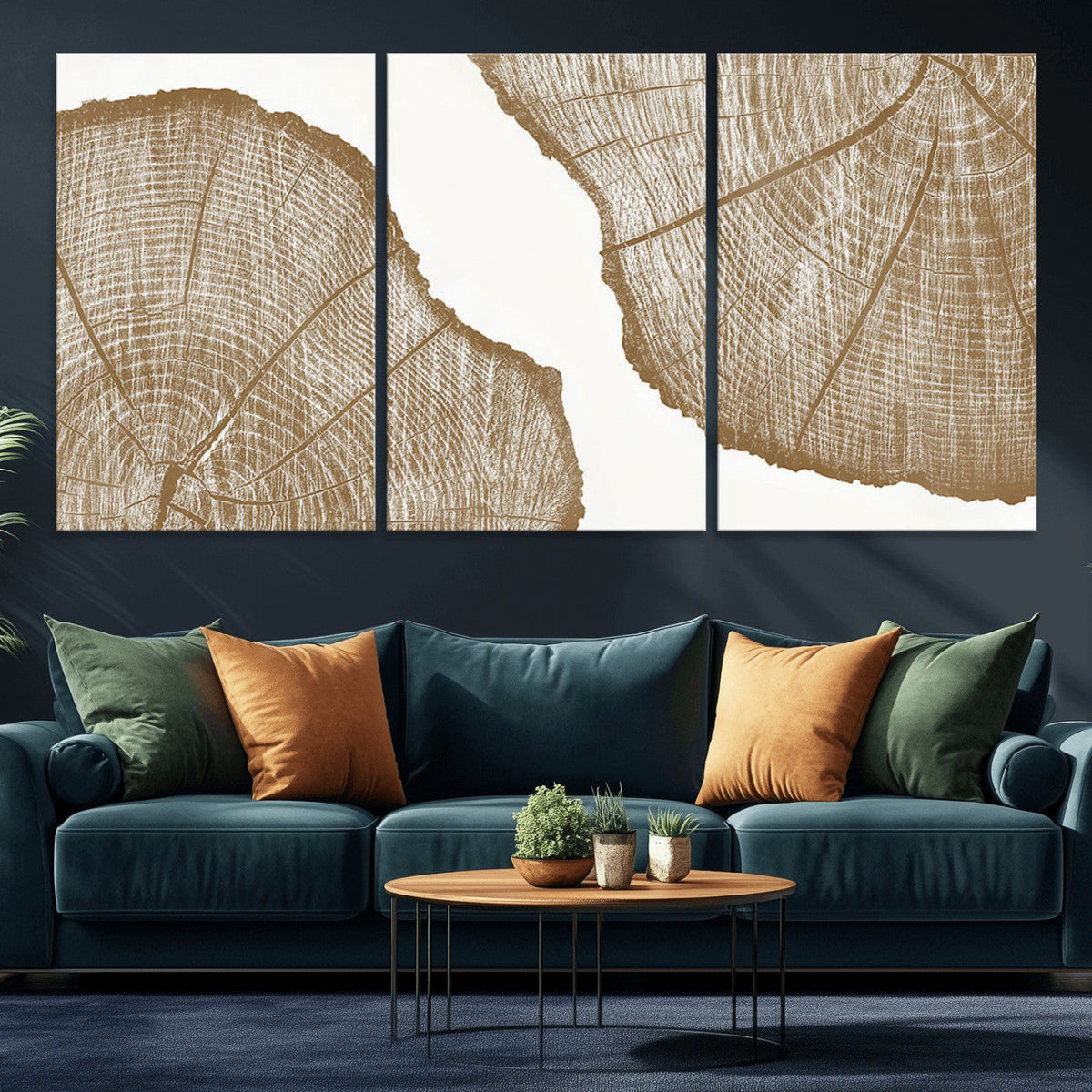 Rustic Brown Tree Ring Wall Art Canvas Print – Framed and