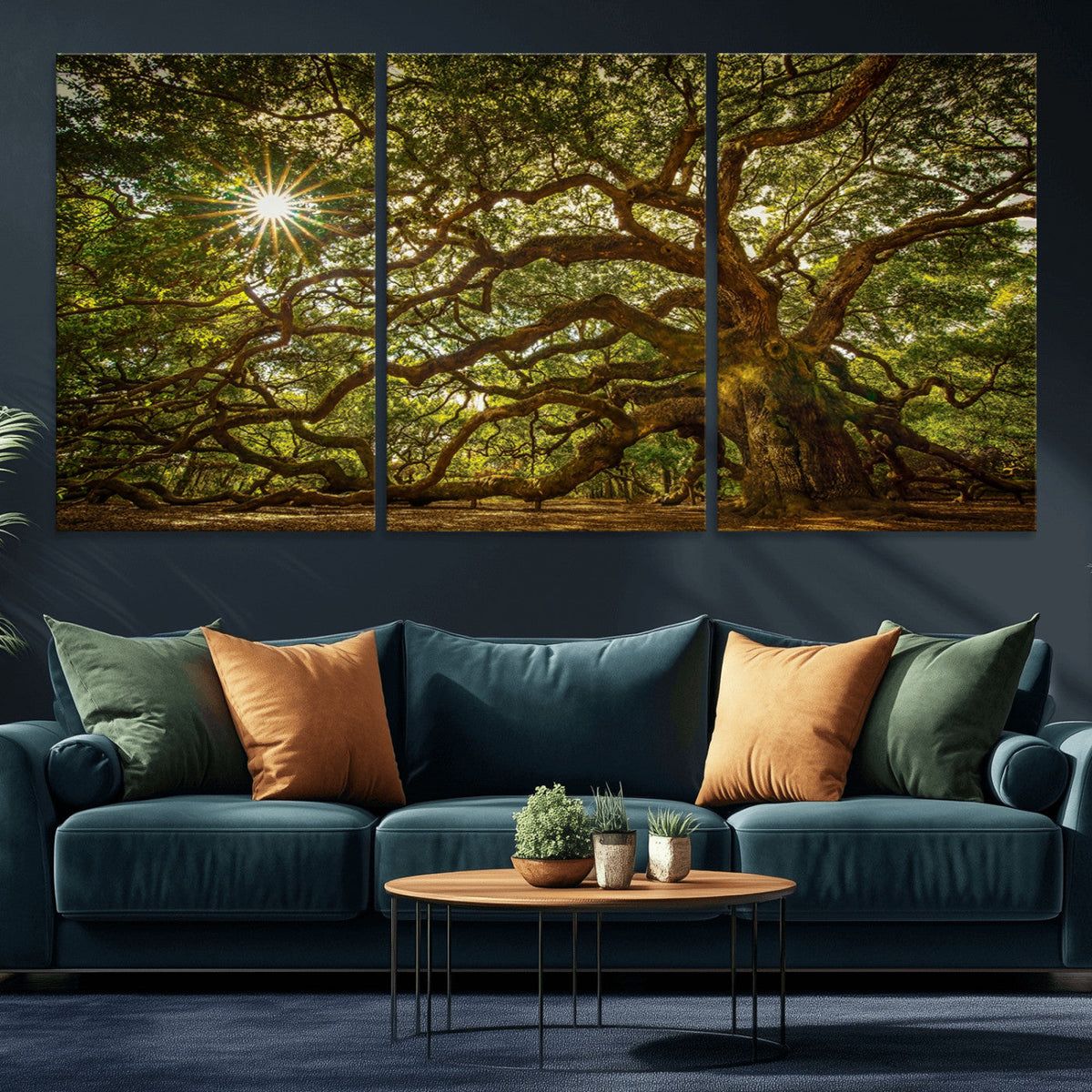 Ancient Angel Oak Tree Art Sunburst Canvas Print-