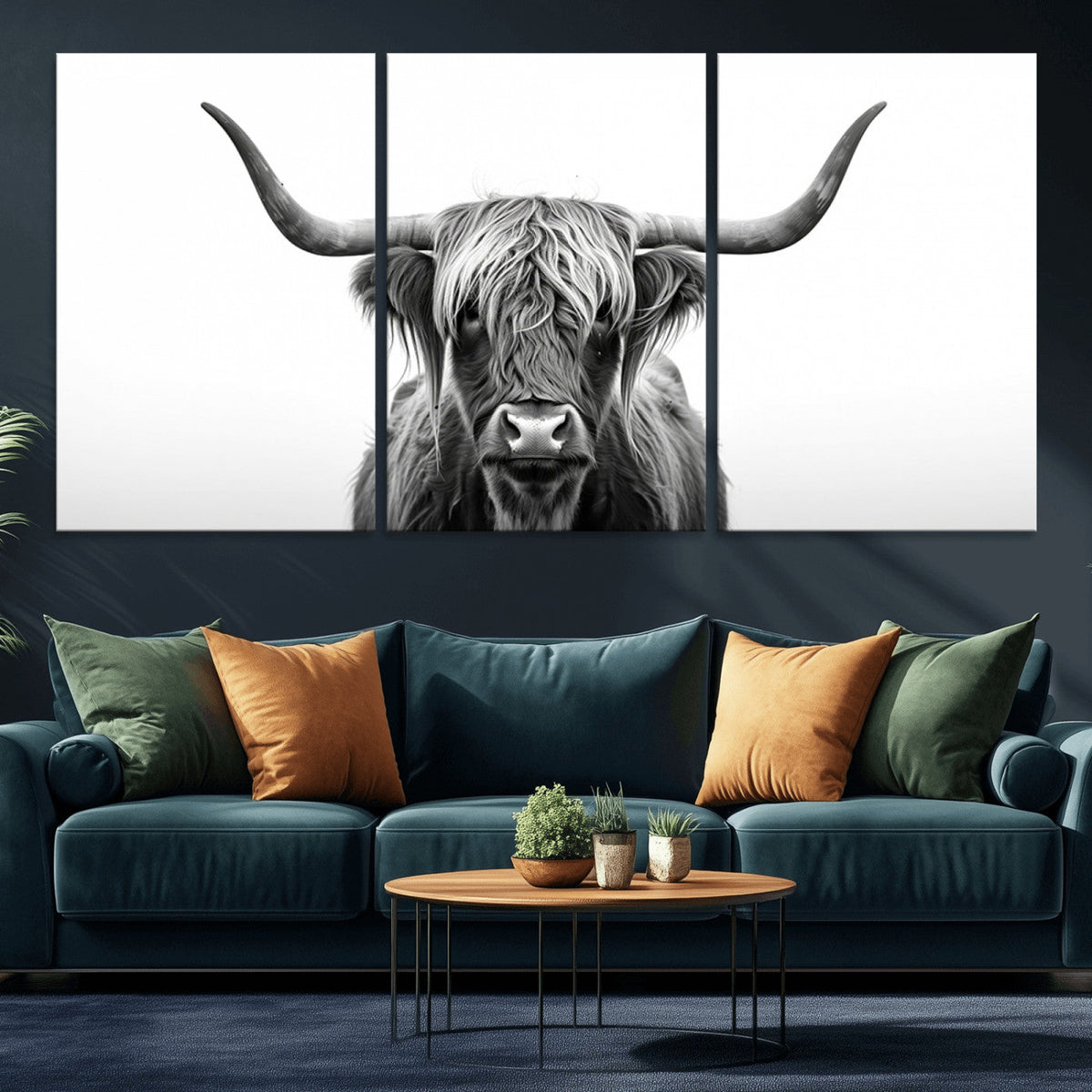 Highland Wall Art Canvas Print – Minimalist Black and White