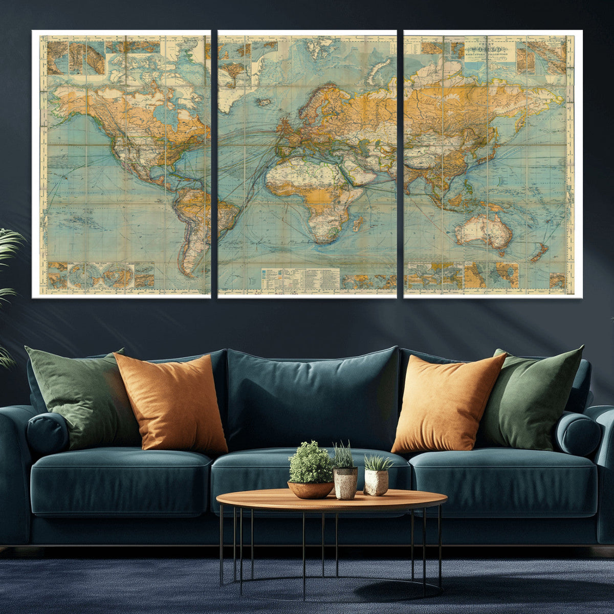 Push Pin World Map Canvas Print – Travel Tracker Wall Art