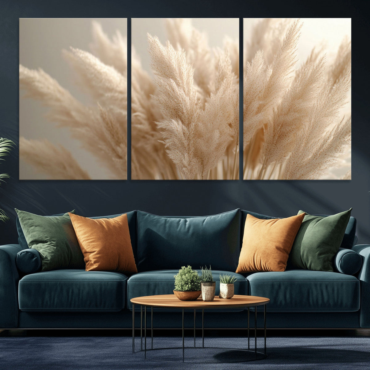 Pampas Grass Canvas Wall Art - Elegant Neutral Decor for