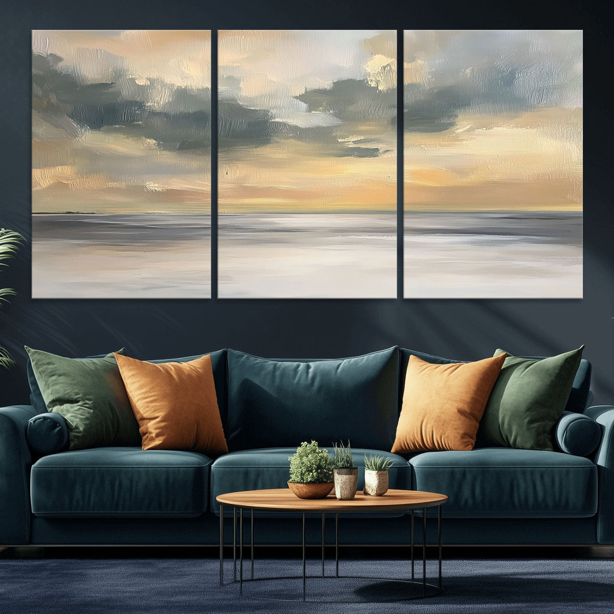 Modern Coastal Artwork with Vibrant Abstract Ocean Waves