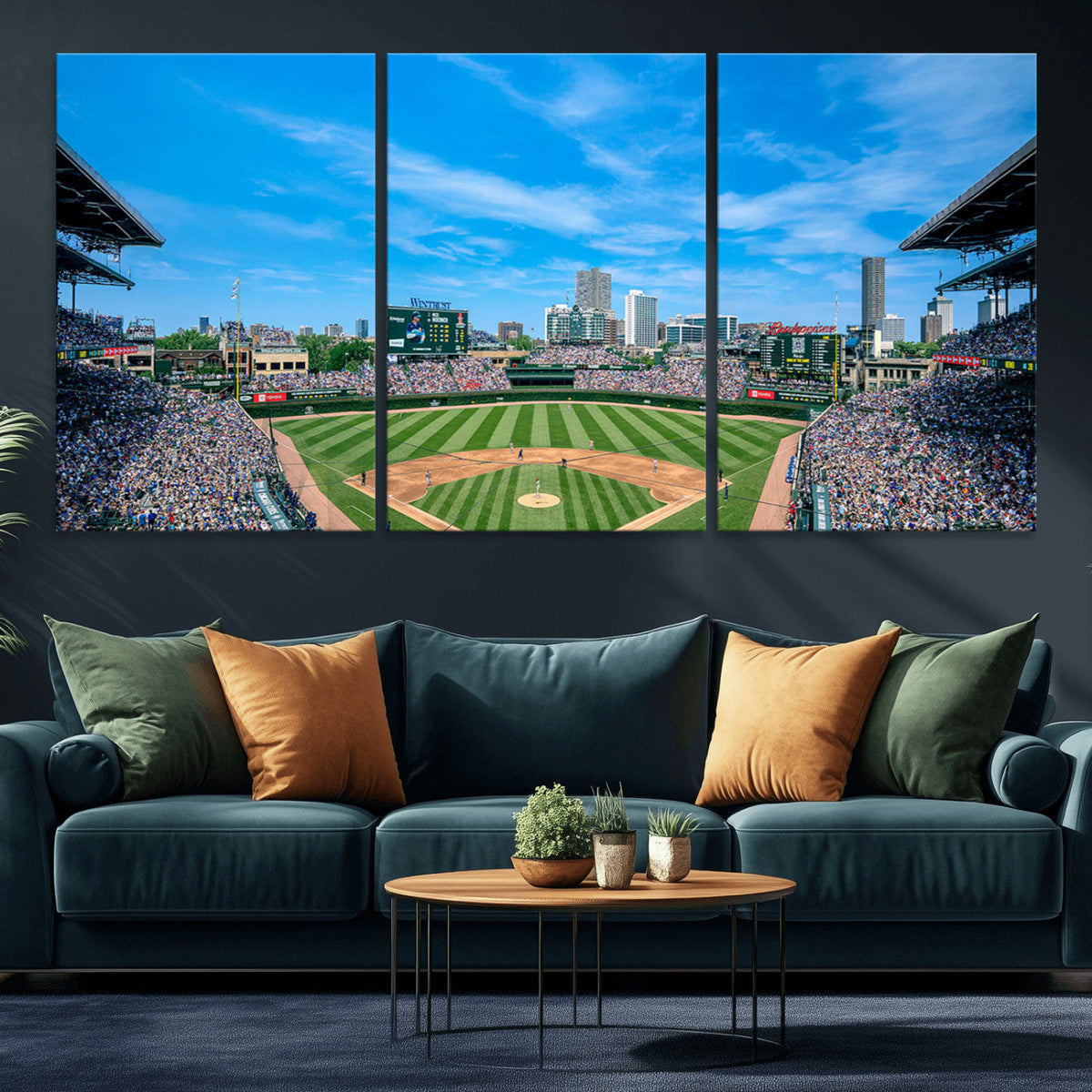 Wrigley Field Chicago Cubs Panoramic Art Multi-Piece Canvas