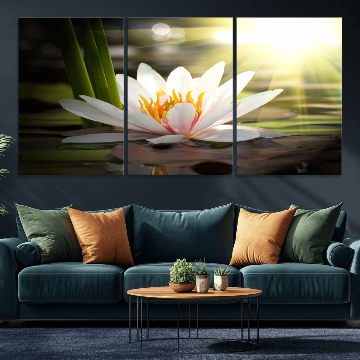 Lotus Flower Wall Art Canvas Print, Water Lily Large Wall