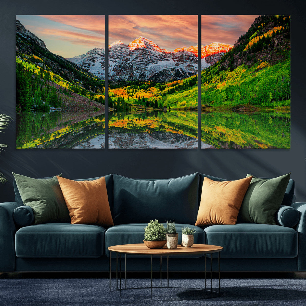 Maroon Bells Lake Wall Art Canvas Print – Framed Majestic