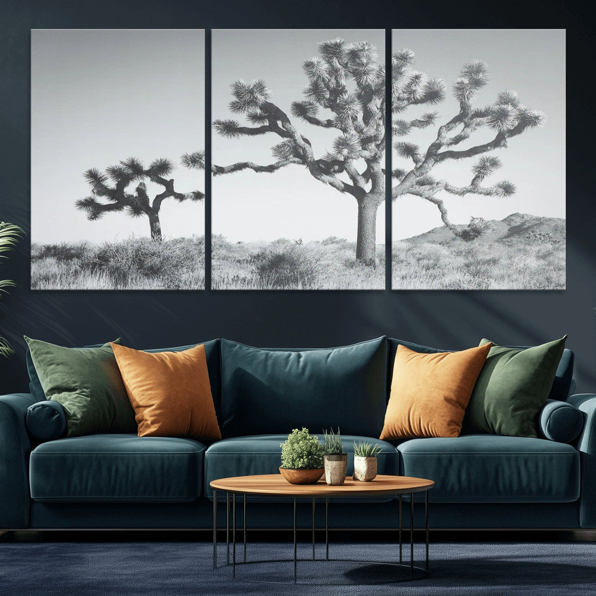 Joshua Tree Wall Art Canvas Print – Framed Black White