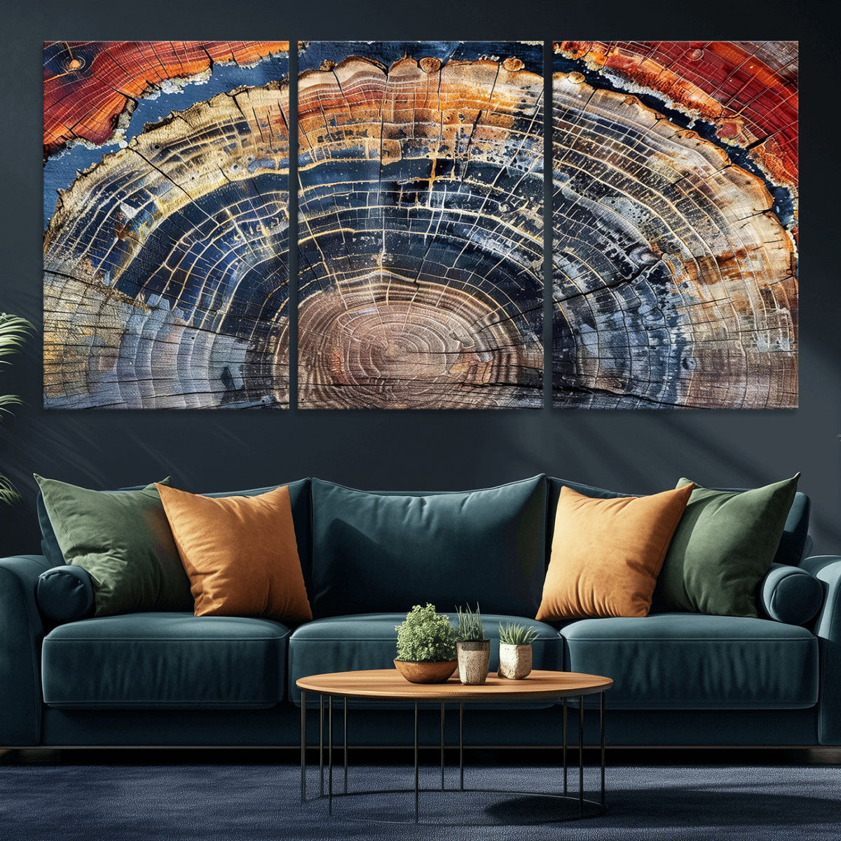 Tree Rings Wall Art Canvas Print – Framed Wood Art Picture