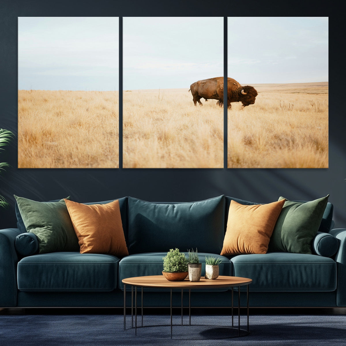 Buffalo Wall Art Canvas Print – Framed Western Wildlife
