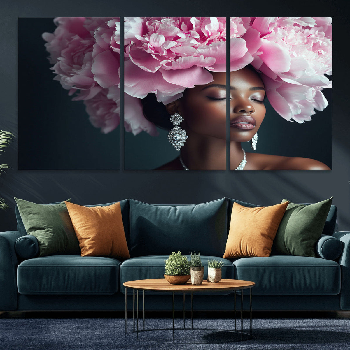 Black Beauty Petal Crown Wall Art Canvas Print – Floral