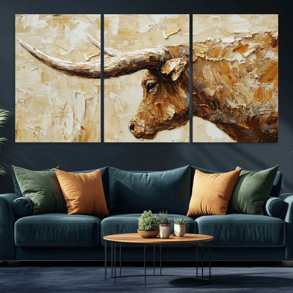 Rustic Longhorn Bull Wall Art Canvas Print – Vintage Western