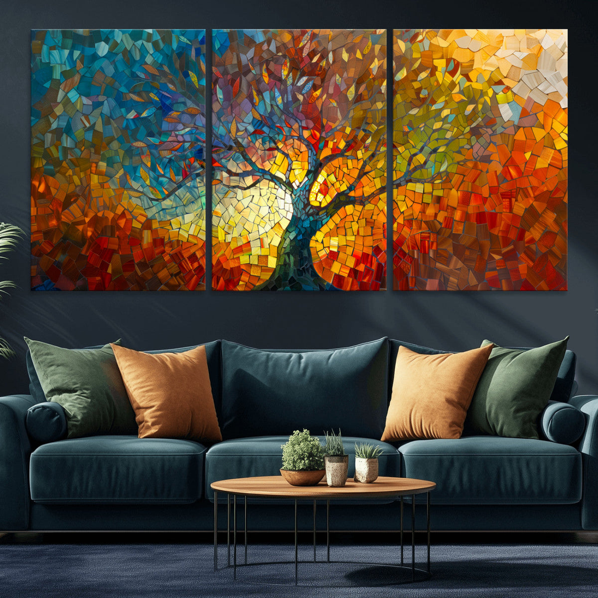 Yggdrasil Tree of Life Mosaic Stained Glass Wall Art, Tree