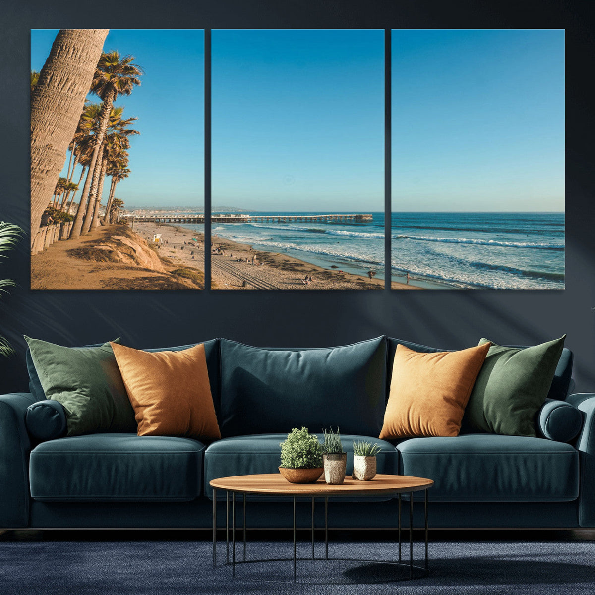 Scenic Beach Wall Art Canvas Print – Tall Palm Trees, Sandy