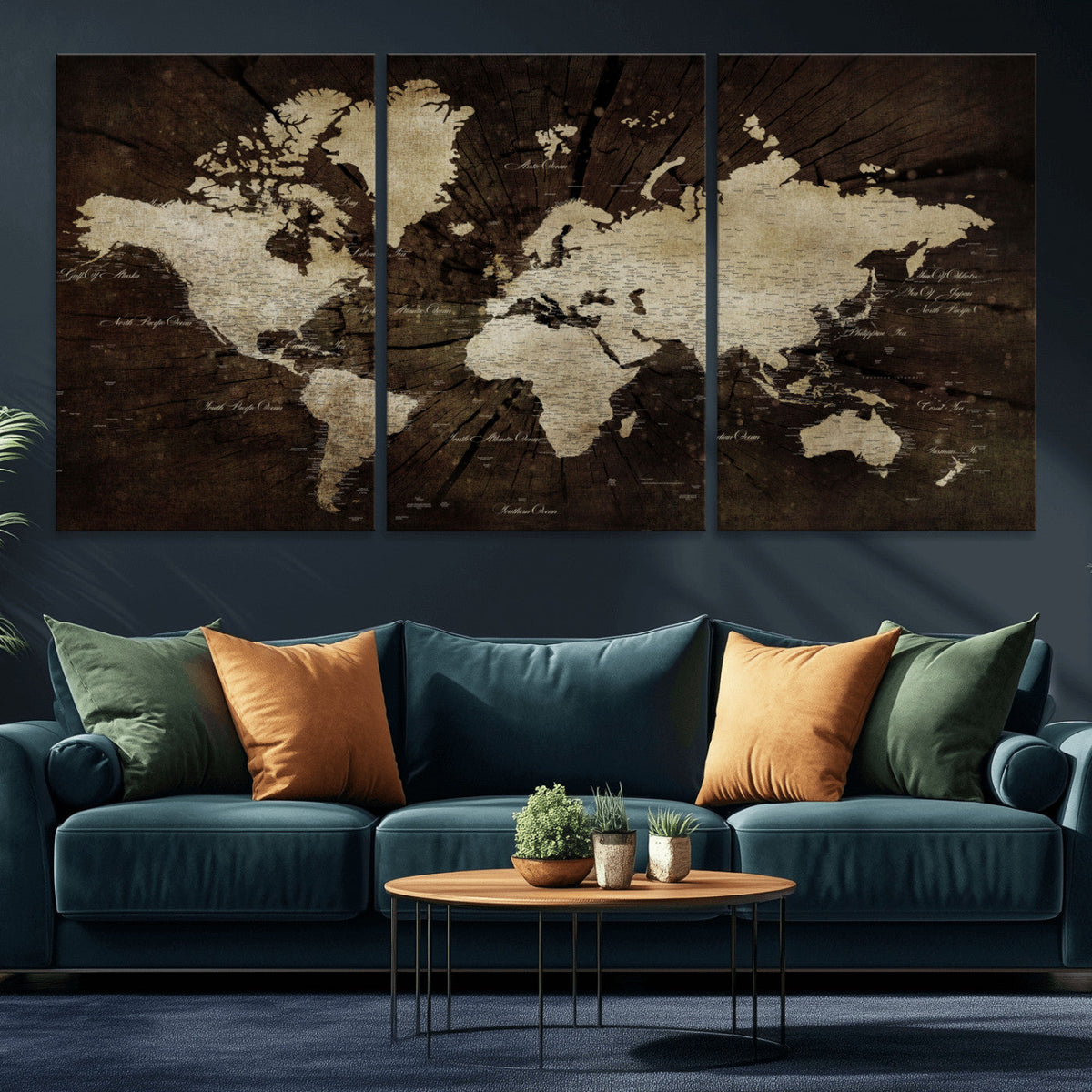 World Map Wall Art Canvas Print – Framed Travel Map Wall Art