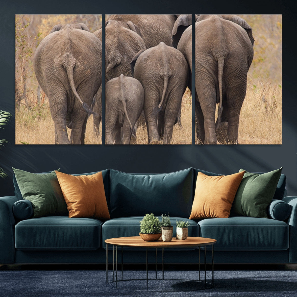 Wild Elephant Wall Art Canvas Print