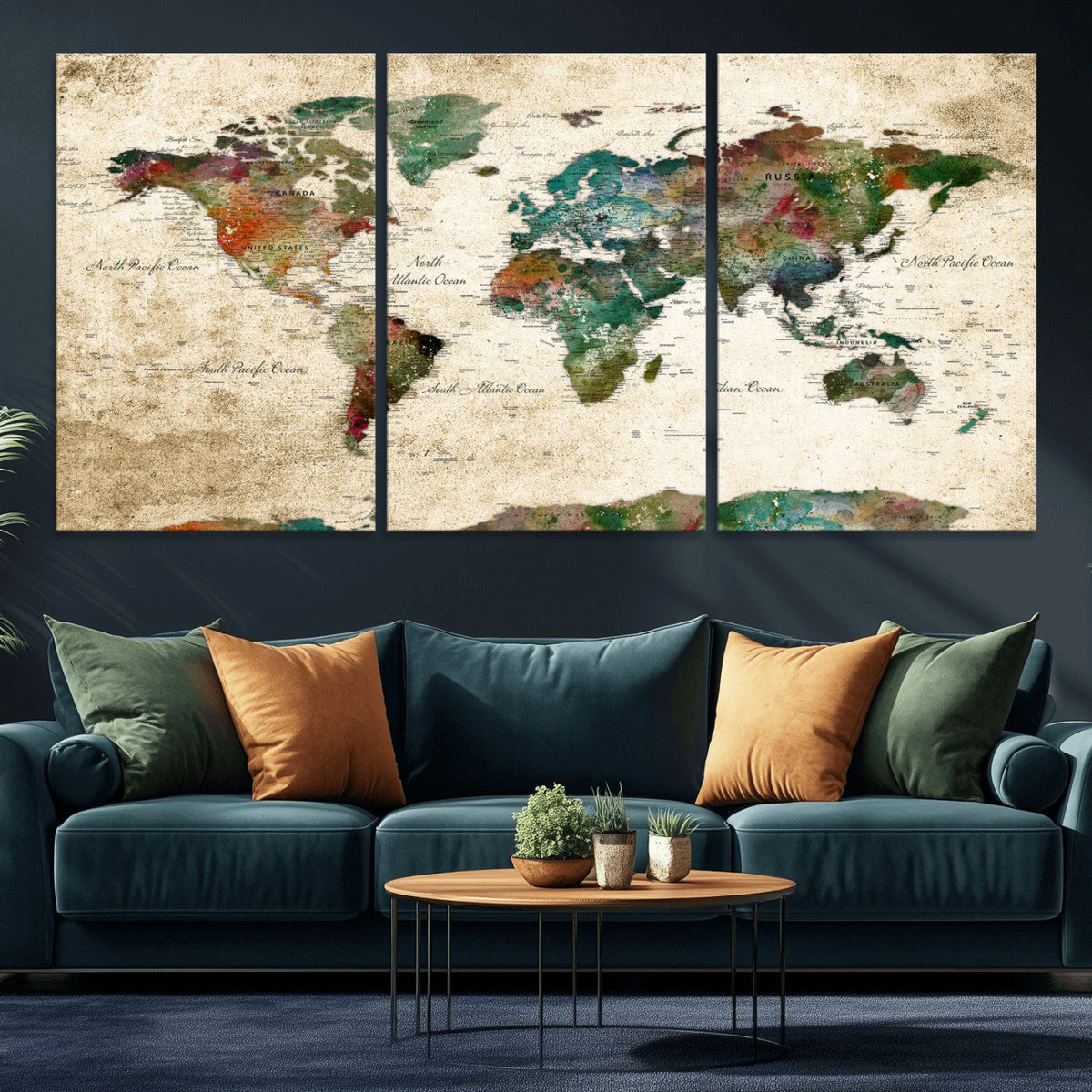World Map Canvas Print – Framed Detailed Map of the World