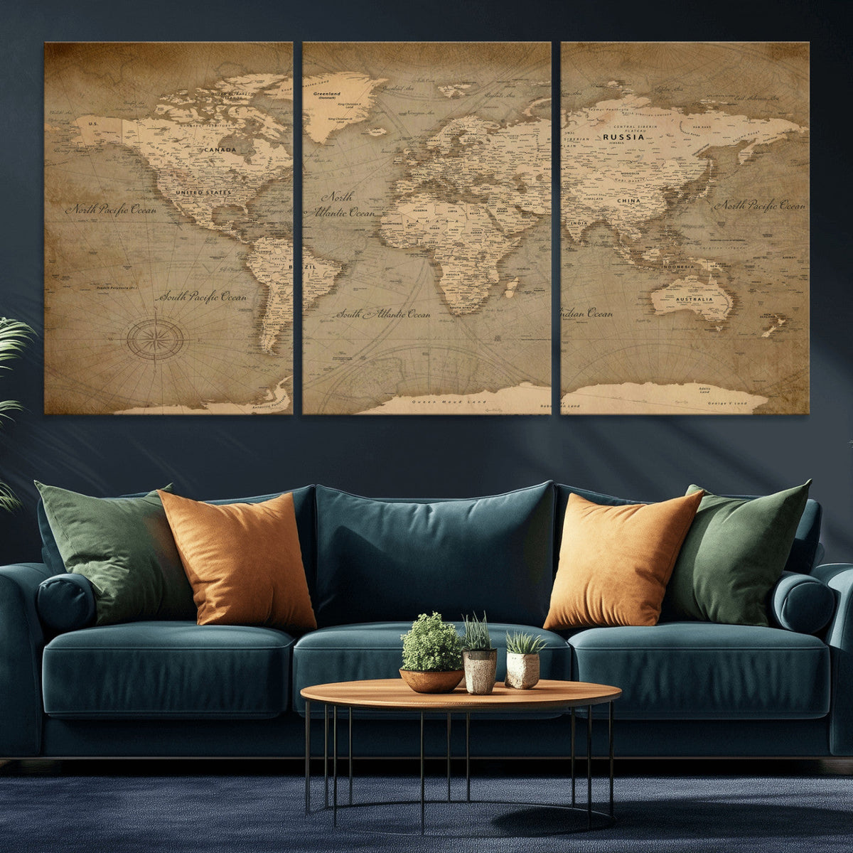 World Map Canvas Print – Framed Travel Map Wall Art for