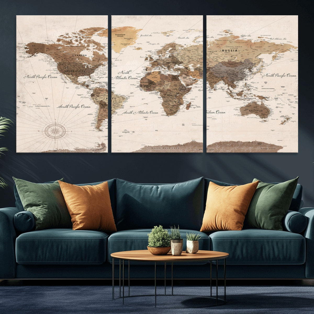 World Map Canvas Print – Framed Detailed Map of the World