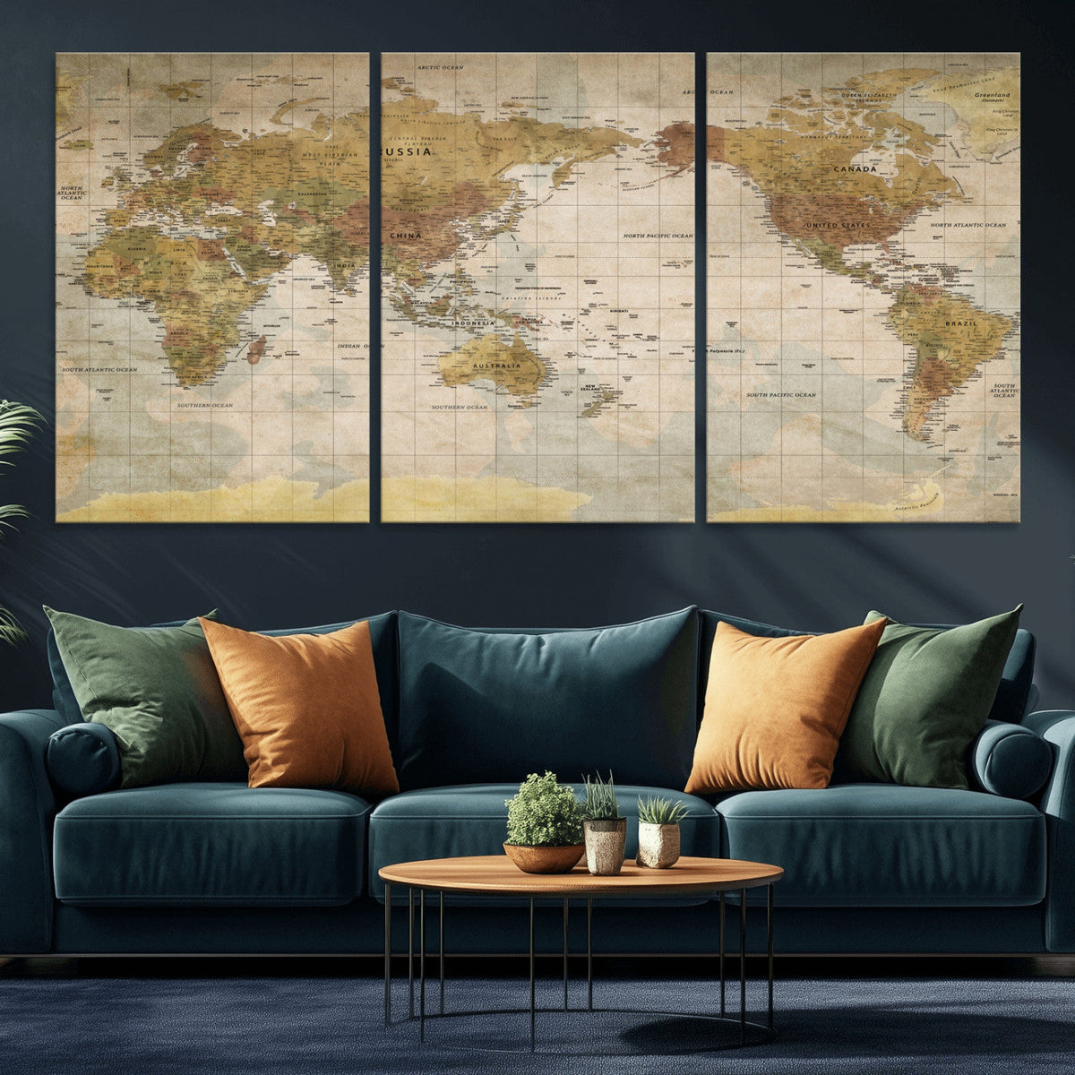 World Map Canvas Print – Detailed Map of the World Wall Art