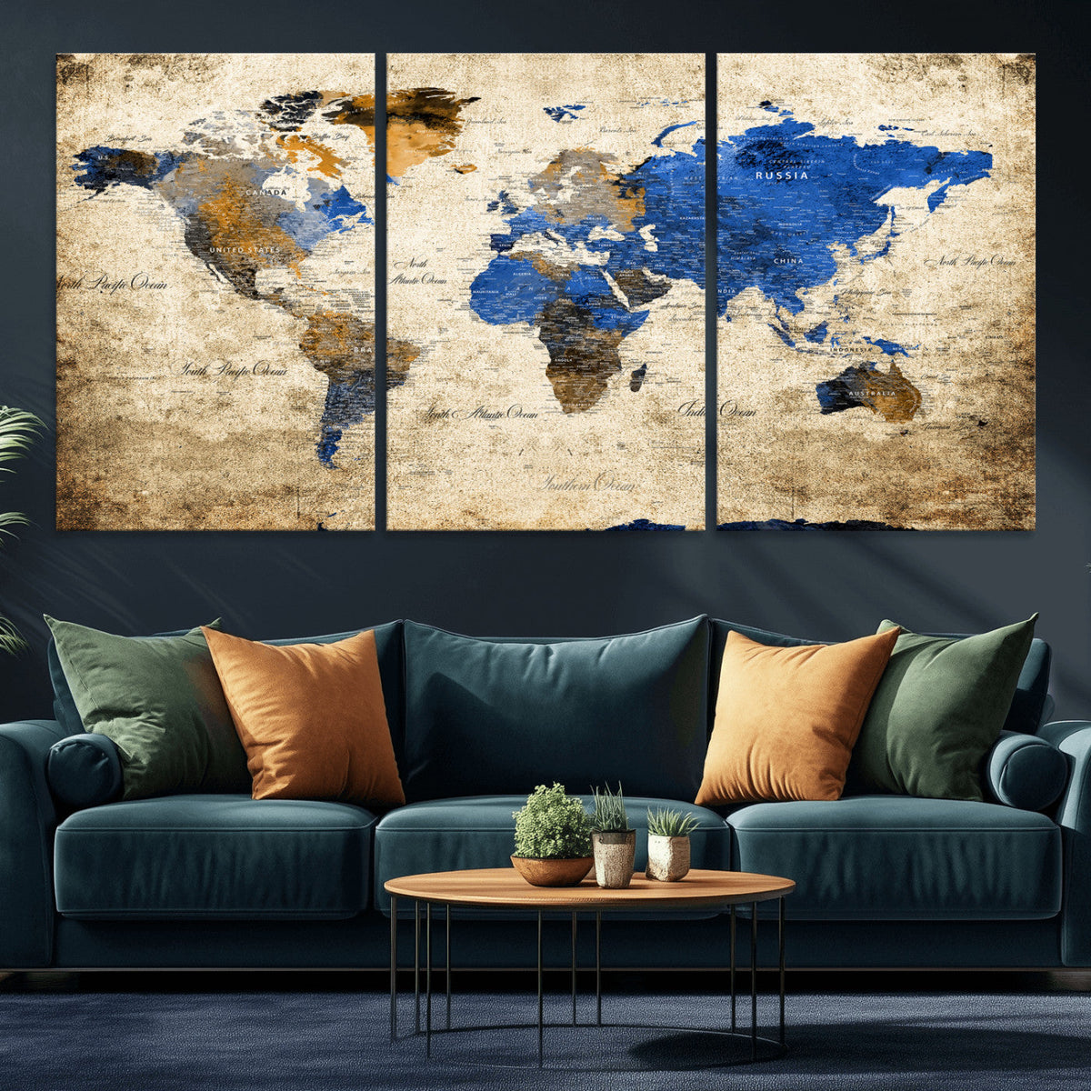 World Map Canvas Print – Colorful Abstract Travel Map,
