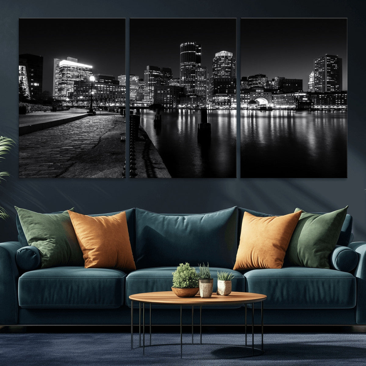 Boston Wall Art Canvas Print, Boston City Downtown Night