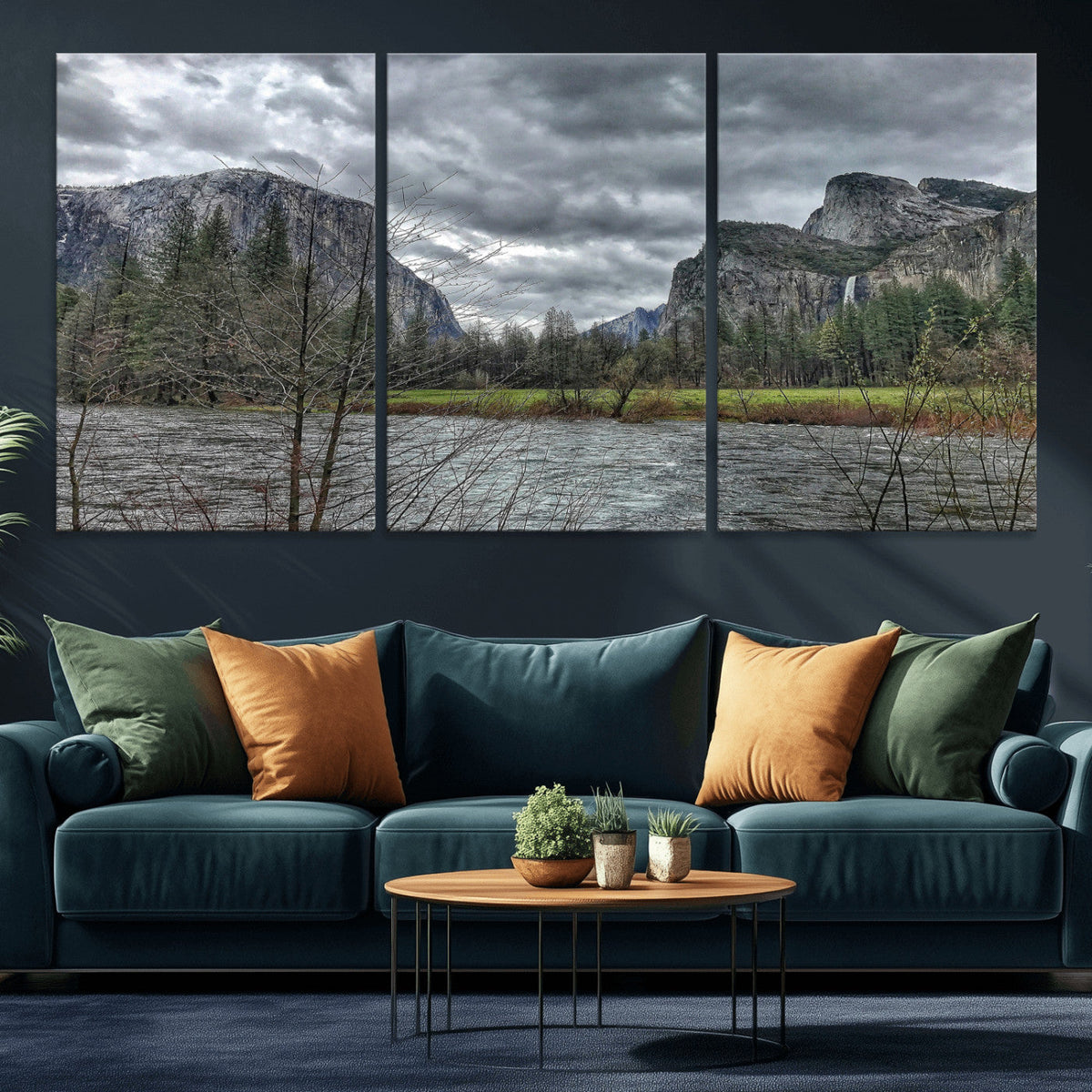 Yosemite Valley River Wall Art Canvas Print, Granite Cliffs