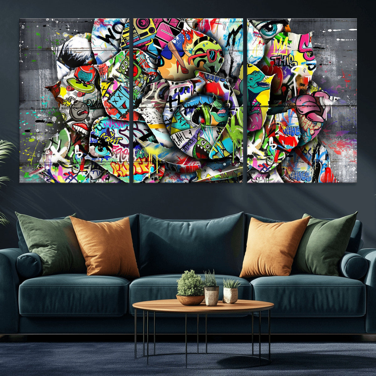 Abstract Graffiti Collage Street Art Wall Art Canvas Print