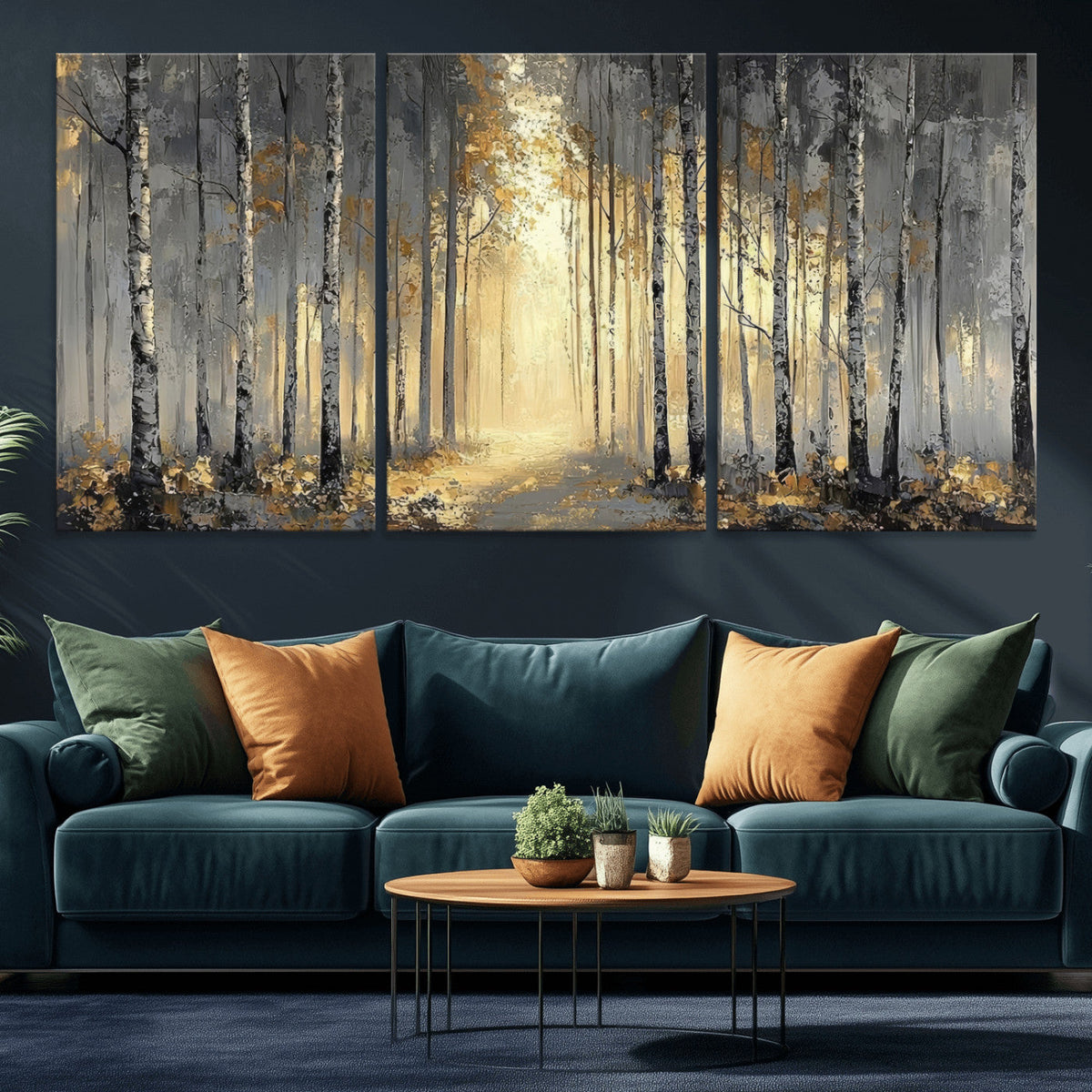 Abstract Birch Forest Wall Art Canvas Print – Modern Neutral