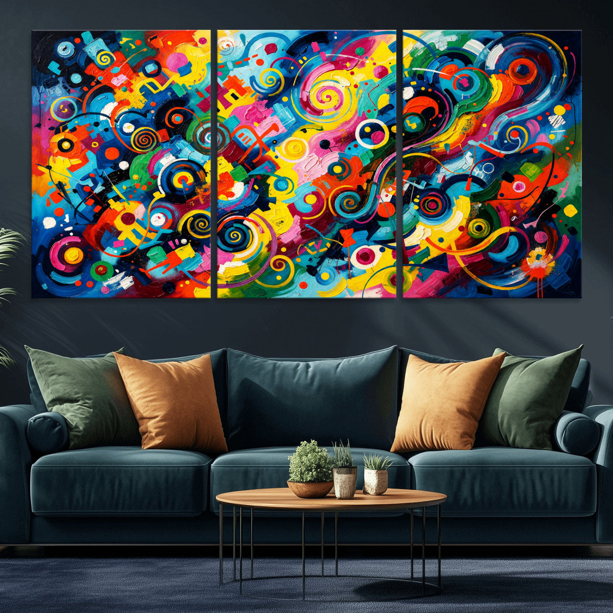 Geometric Abstract Wall Art Canvas Print, Bold Color