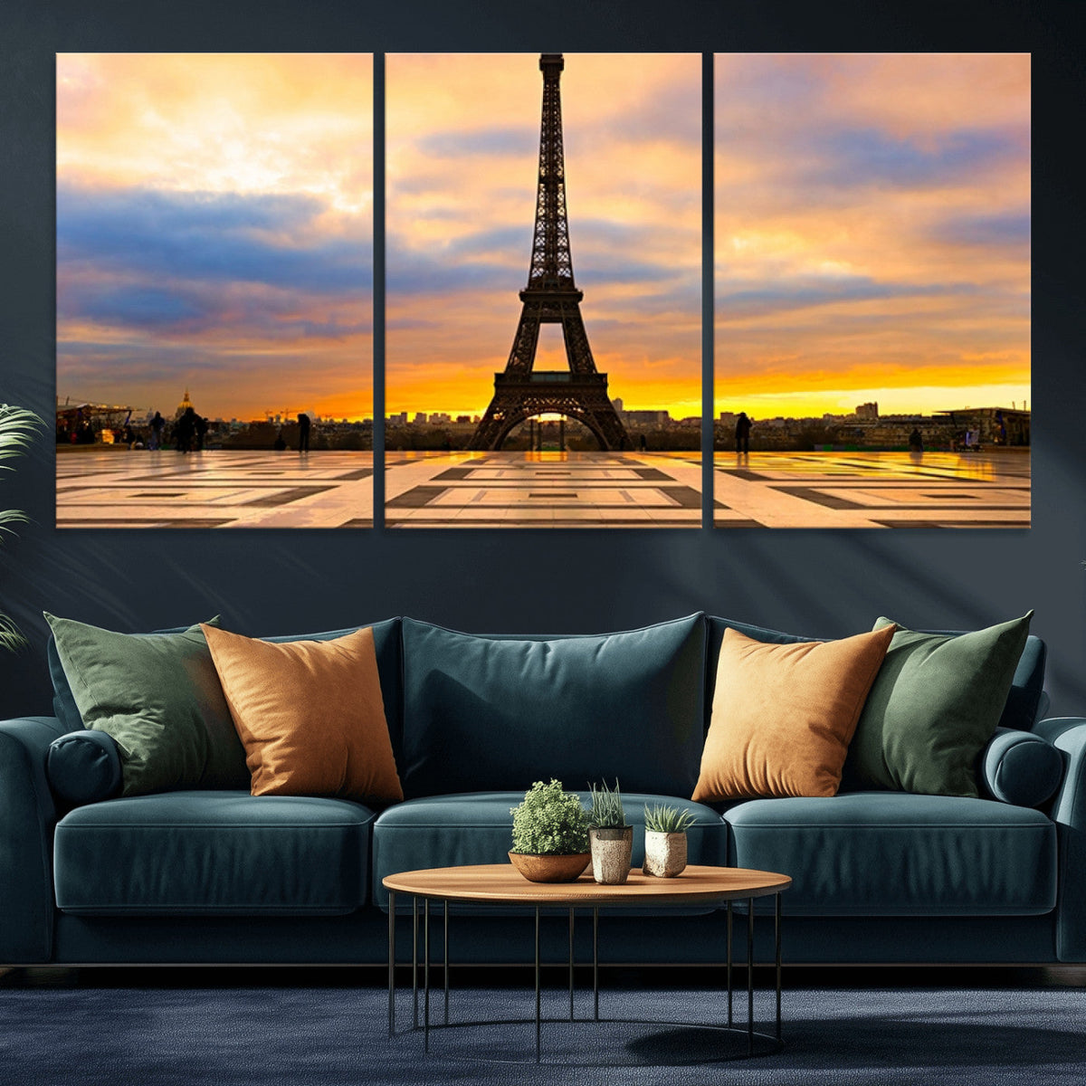 Paris Eiffel Tower Sunset Canvas Wall Art Print - Iconic
