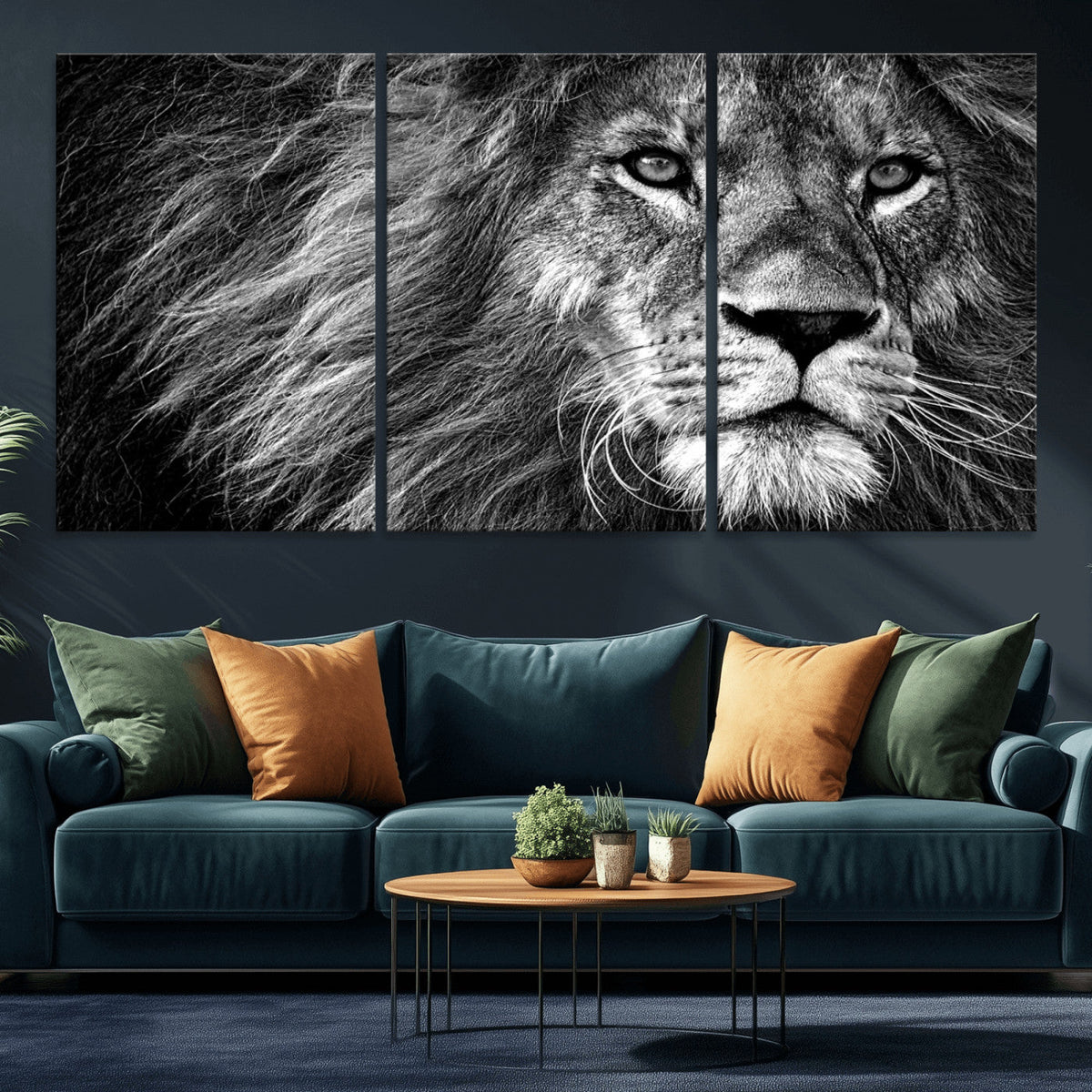 Black and White Lion Canvas Wall Art Print – Wildlife
