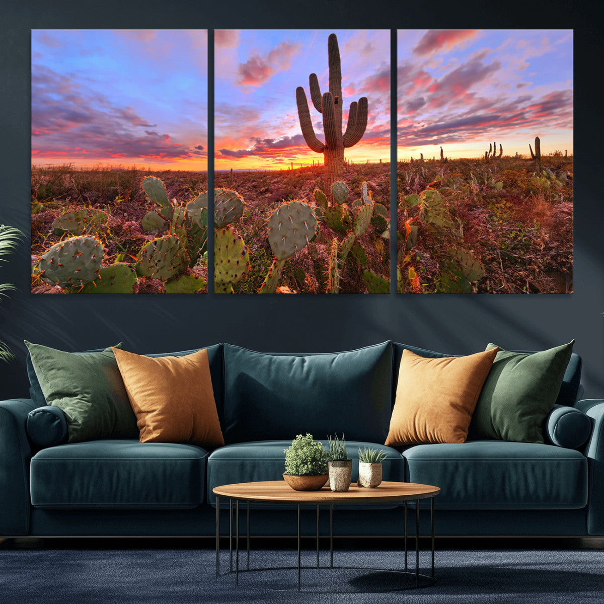 Arizona Desert Wall Art Canvas Print - Framed Deser Sunset